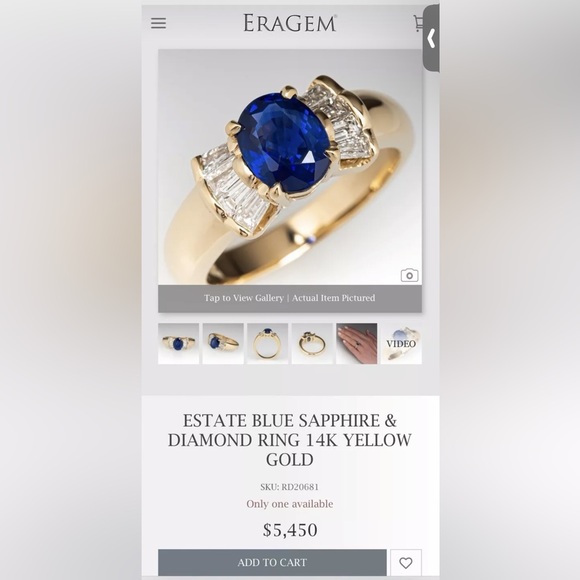 18K 750 Natural Sapphire 💙 & Emerald Cut Diamond 💎 Ring Set Appraisals $4720 - Picture 13 of 13